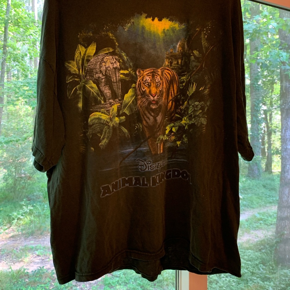 Disney Dark Green Animal Kingdom Short Sleeve Tee with Vintage Graphic